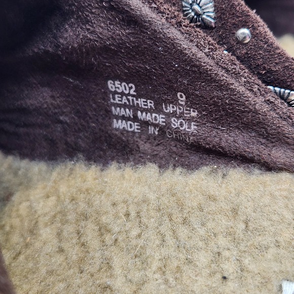 Minnetonka Womens Brown Suede Slip On Mules Clogs Size 9 Studded Felt Lined - Picture 5 of 8